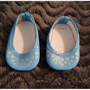 American Girl Truly Melight blue sparkle ballet flat doll shoes with silver